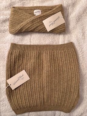 Universal Thread Ribbed Snood & Headband Set - Olive Tan